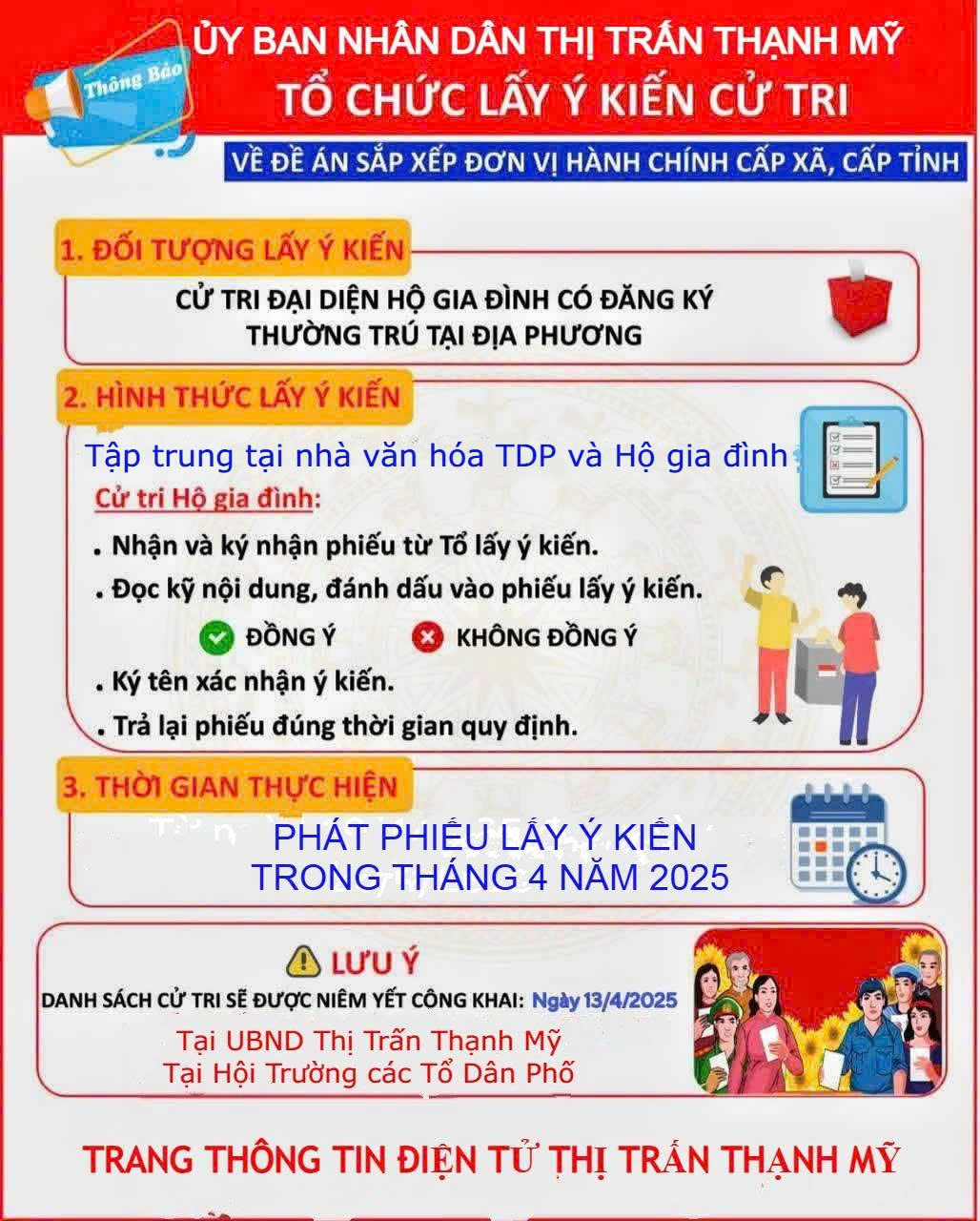 UBND THỊ TRẤN THẠNH MỸ THÔNG BÁO VỀ TỔ CHỨC LẤY Ý KIẾN  NHÂN DÂN VỀ ĐỀ ÁN SẮP XẾP ĐƠN VỊ HÀNH CHÍNH CẤP XÃ, CẤP TỈNH
